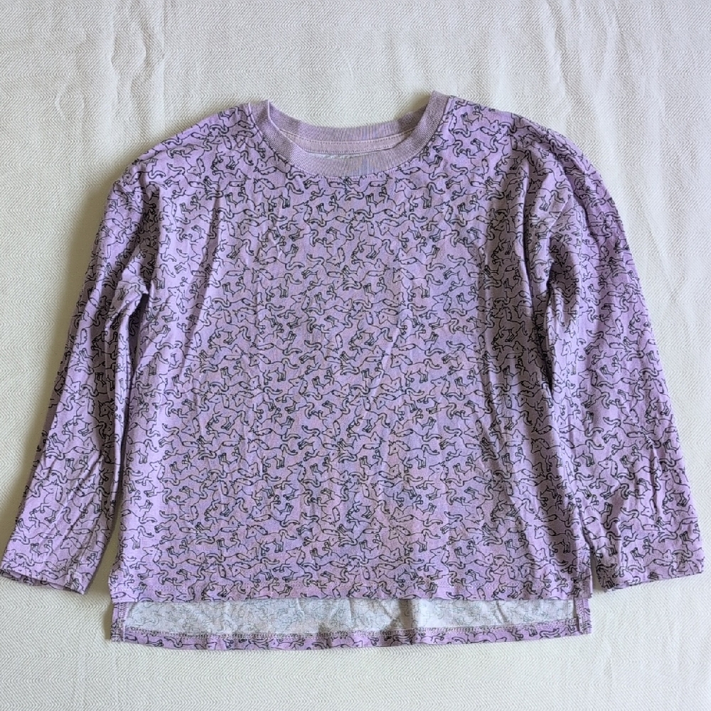 just kidding unicorn boxy split hem high-low long sleeve shirt purple 6x girls